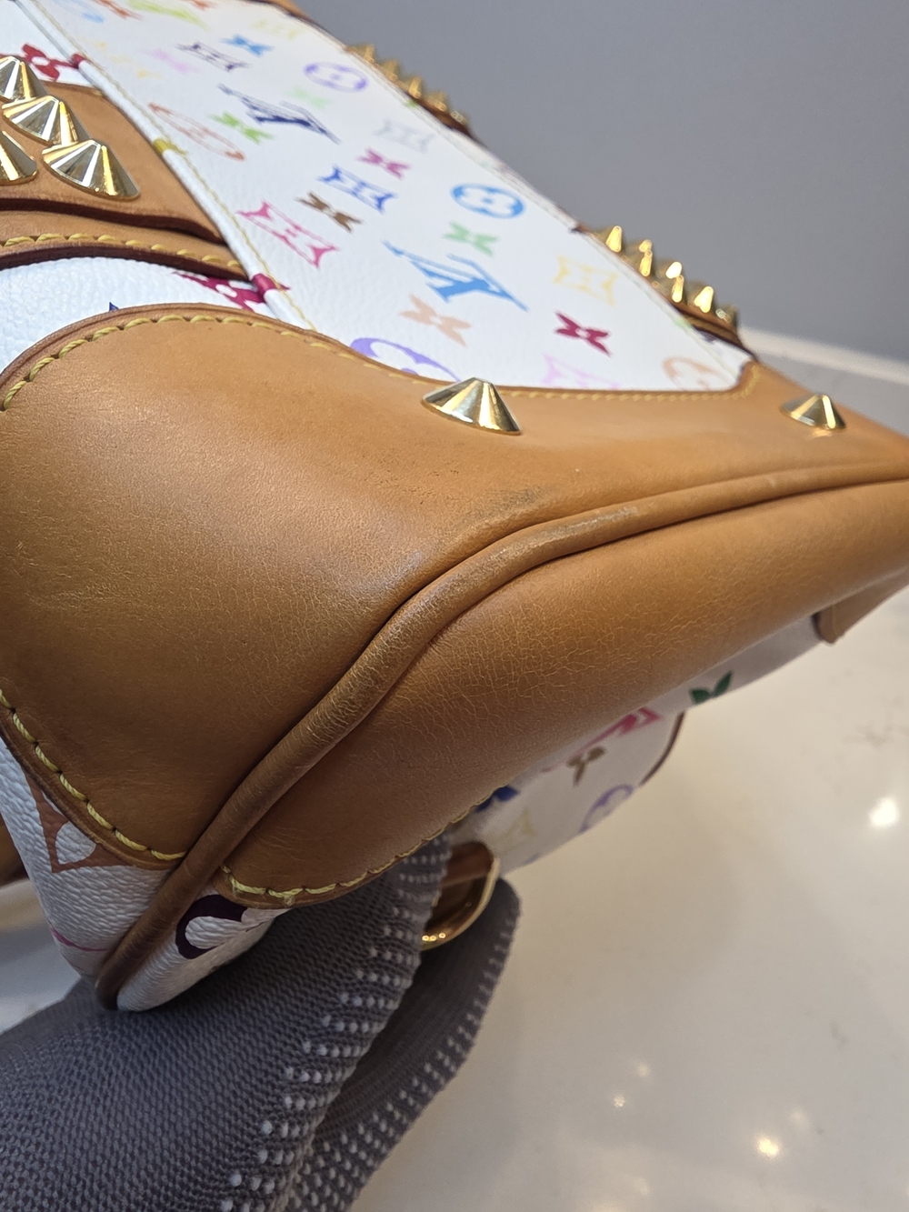 Louis Vuitton Multicolor White Canvas Studded Satchel - Picture 10 of 15